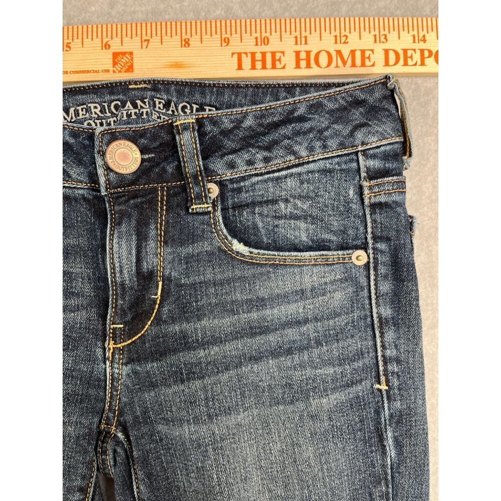 American Eagle Outfitters Womens Skinny Stretch Jeans Size 0 Dark Wash - Picture 6 of 16